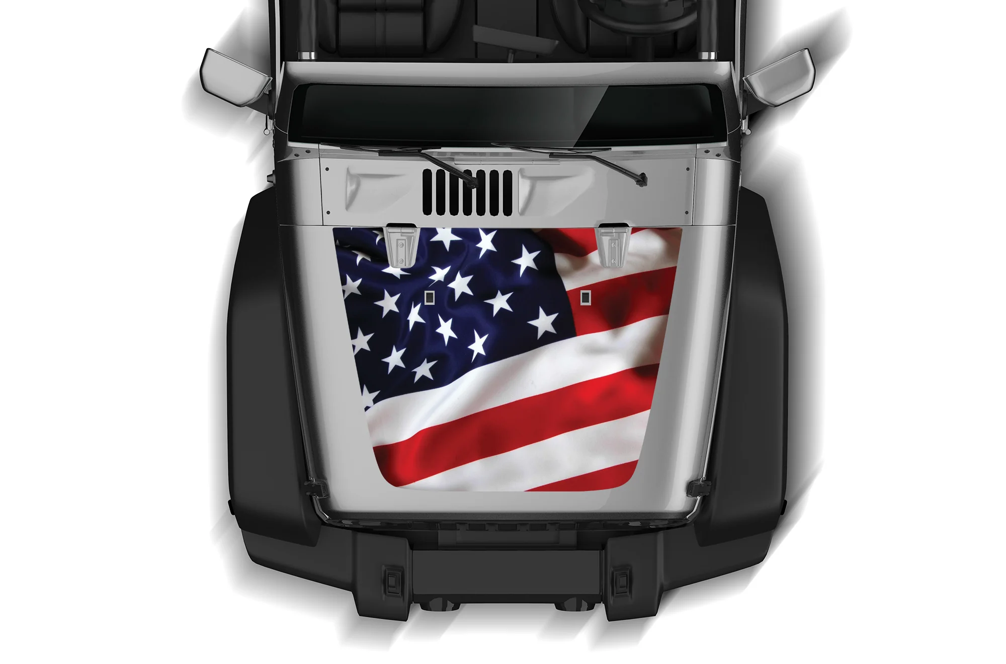 USA Flag Print Hood Graphics Vinyl Decals Compatible with Jeep JK Wrangler 2007-2018