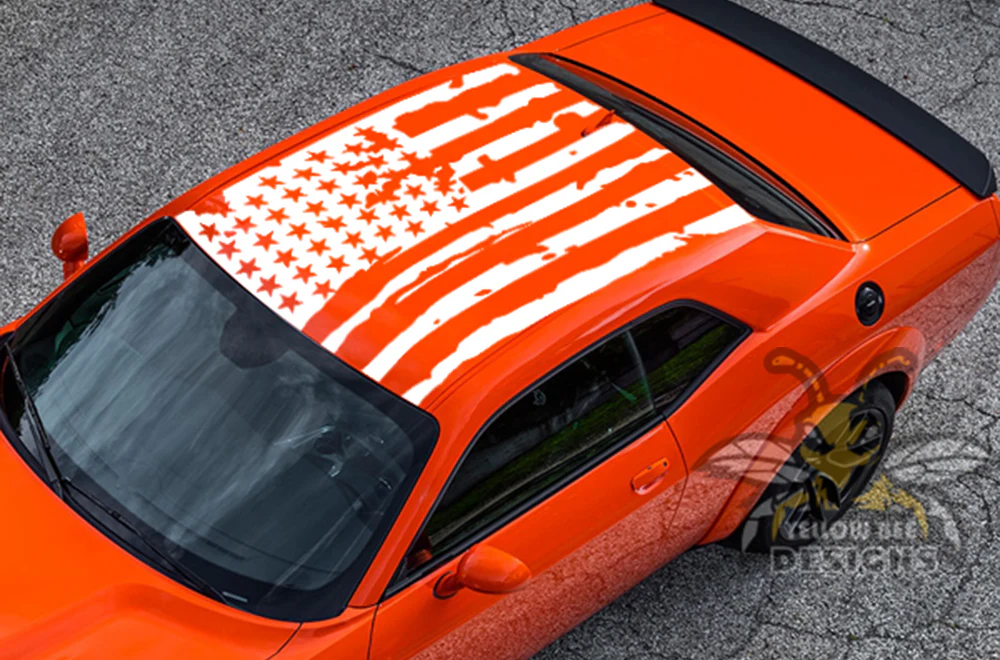 USA Flag Roof Graphics Vinyl Decal Compatible with Dodge Challenger - Image 4