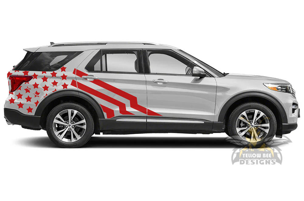 USA Flag Side Door Graphics Vinyl Decals Compatible with Ford Explorer - Image 3