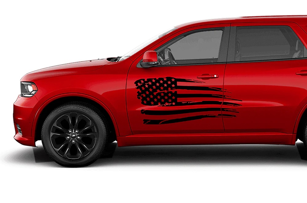 USA Flag Side Door Vinyl Decals Compatible With Dodge Durango