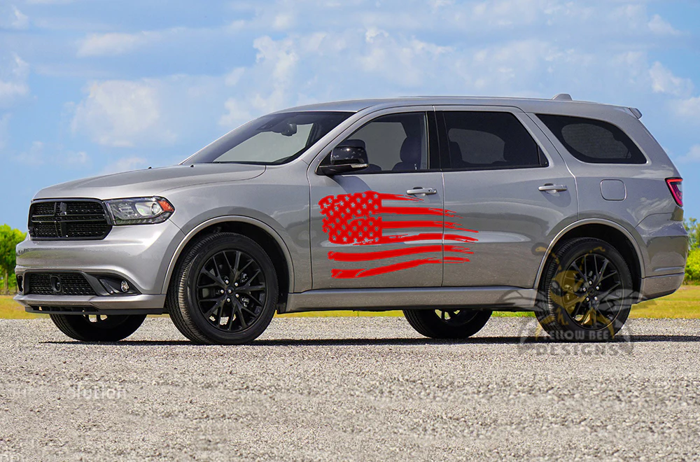 USA Flag Side Door Vinyl Decals Compatible With Dodge Durango - Image 2