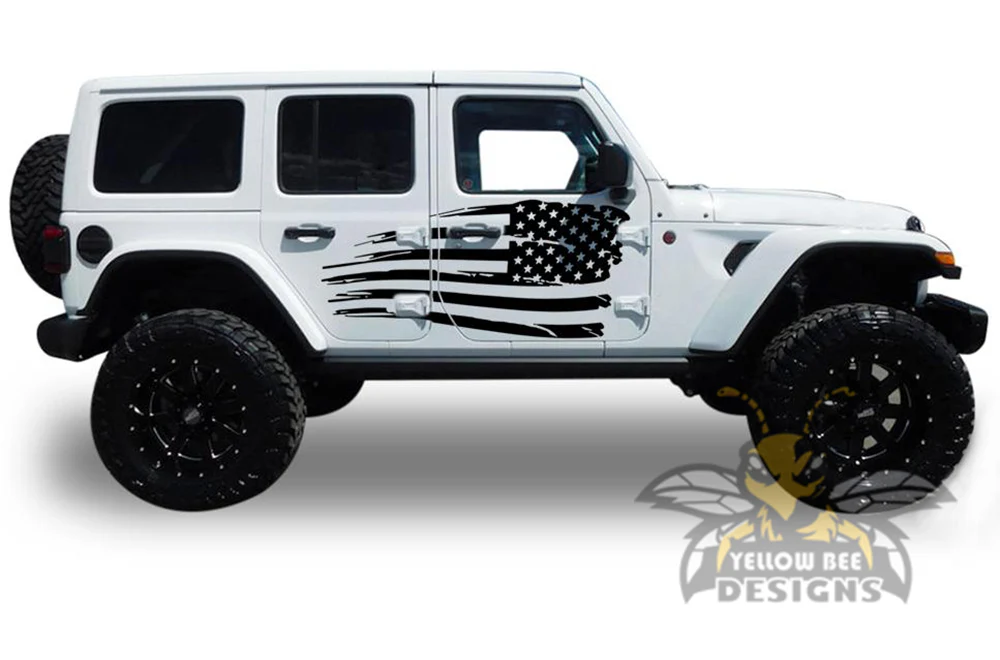 USA Flag Side Graphics Kit Vinyl Decal Compatible with Jeep JL Wrangler - Image 2