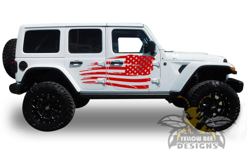 USA Flag Side Graphics Kit Vinyl Decal Compatible with Jeep JL Wrangler - Image 3