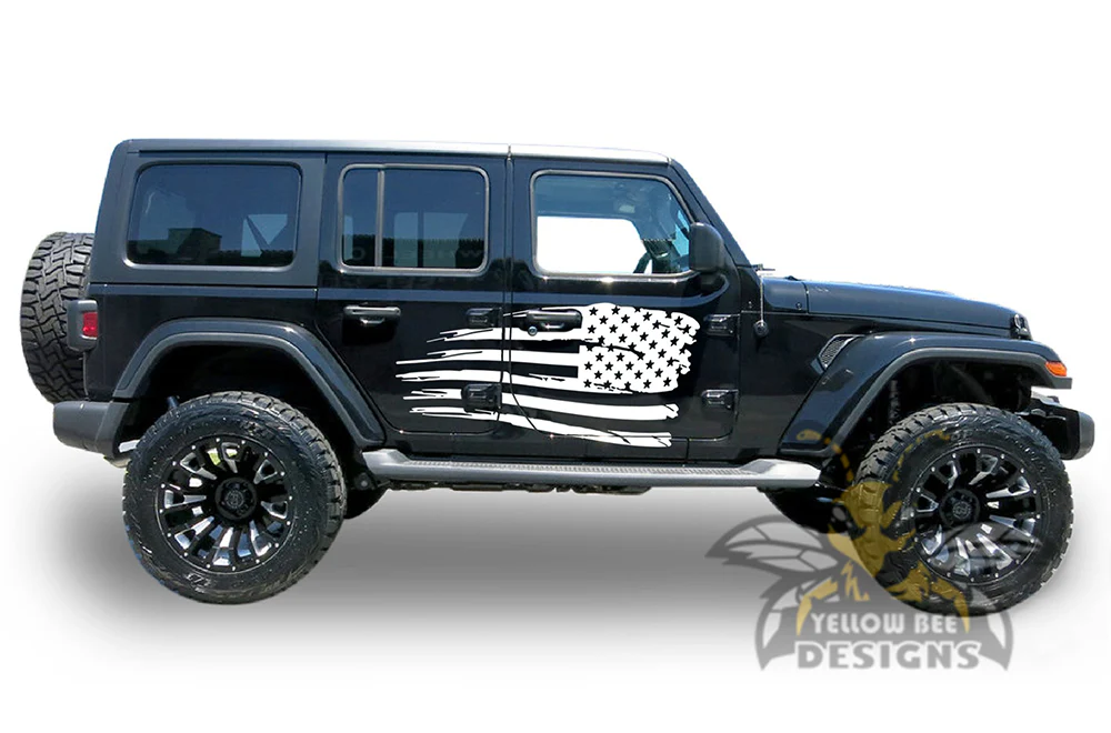 USA Flag Side Graphics Kit Vinyl Decal Compatible with Jeep JL Wrangler - Image 4