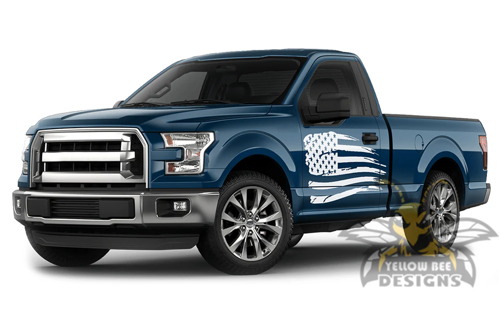 USA Flag Side Graphics Vinyl Decals Compatible with Ford F150 Regular Cab - Image 4
