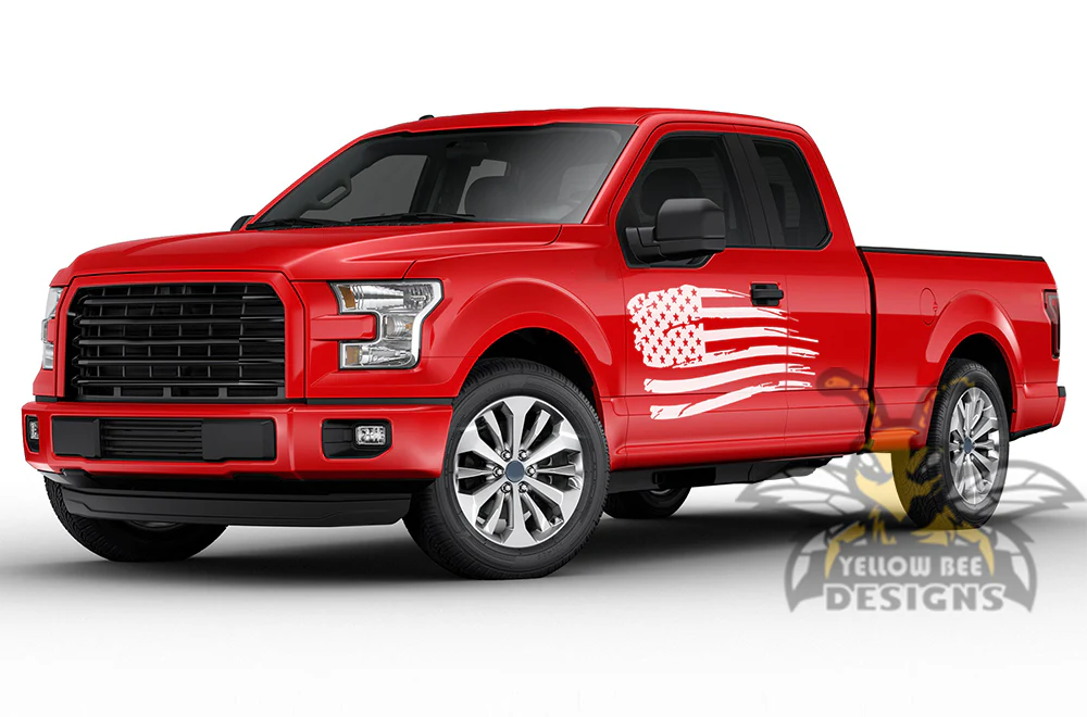 USA Flag Side Graphics Vinyl Decals Compatible with Ford F150 Super Cab 6.5'' - Image 4