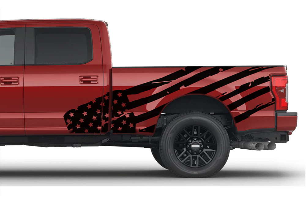 USA Flag Side Graphics Vinyl Decals Compatible with Ford F250