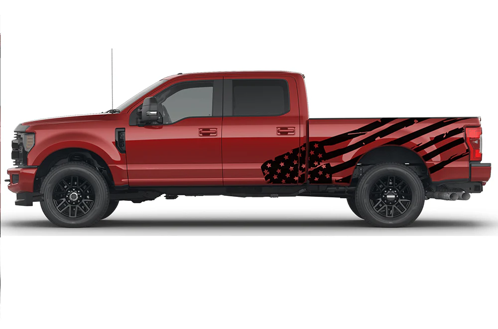 USA Flag Side Graphics Vinyl Decals Compatible with Ford F250 - Image 3