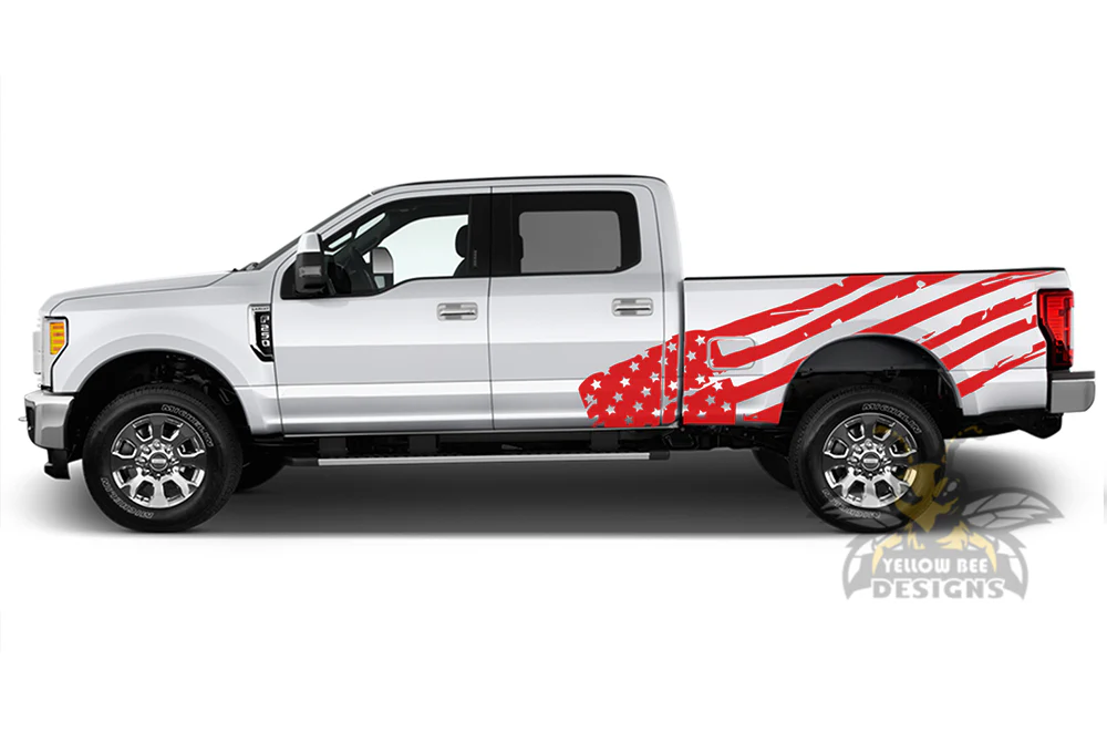 USA Flag Side Graphics Vinyl Decals Compatible with Ford F250 - Image 4