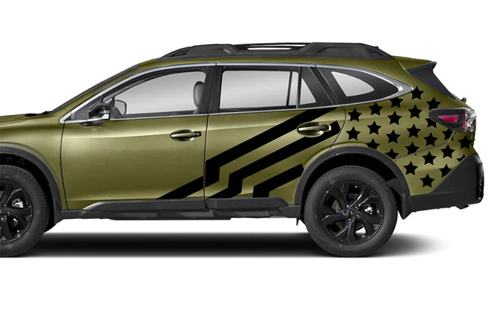 USA Flag Side Graphics Vinyl Decals Compatible with Subaru Outback
