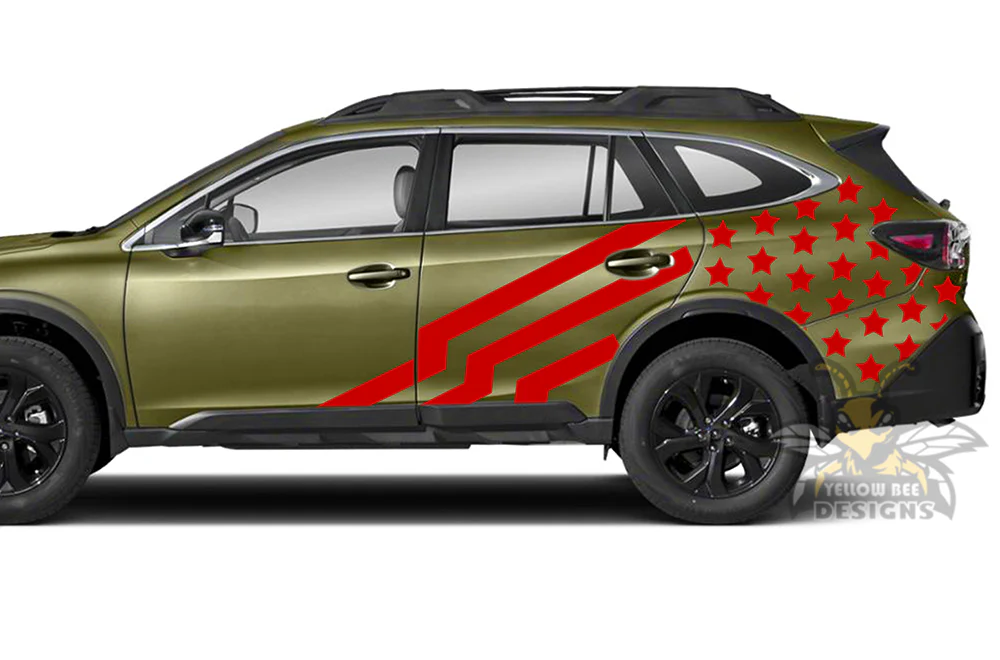 USA Flag Side Graphics Vinyl Decals Compatible with Subaru Outback - Image 2