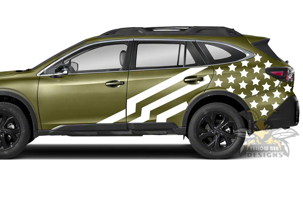 USA Flag Side Graphics Vinyl Decals Compatible with Subaru Outback - Image 3