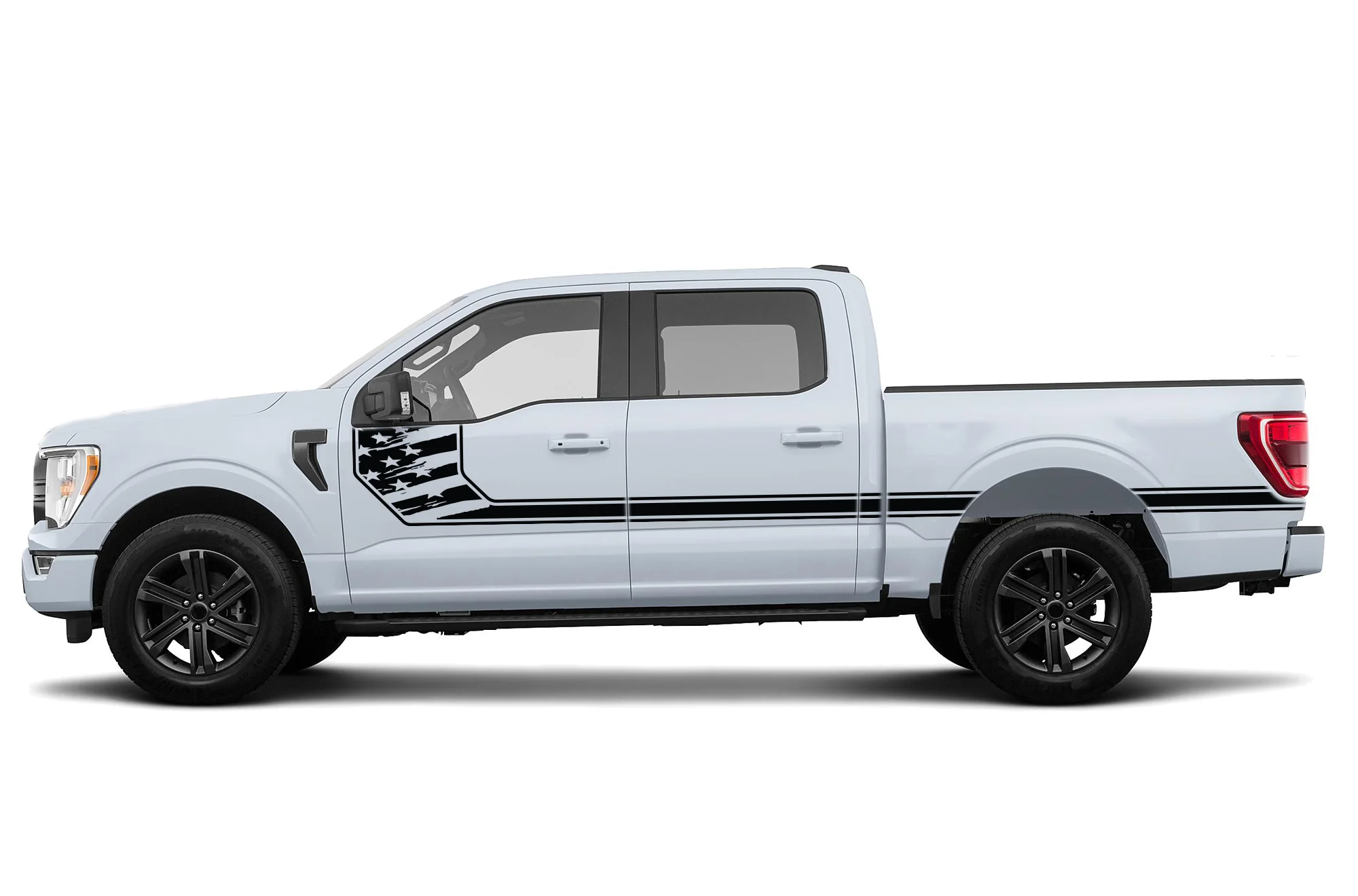 USA Flag Side Stripes Decals Compatible with Ford F150 Super Crew Cab 5.5''