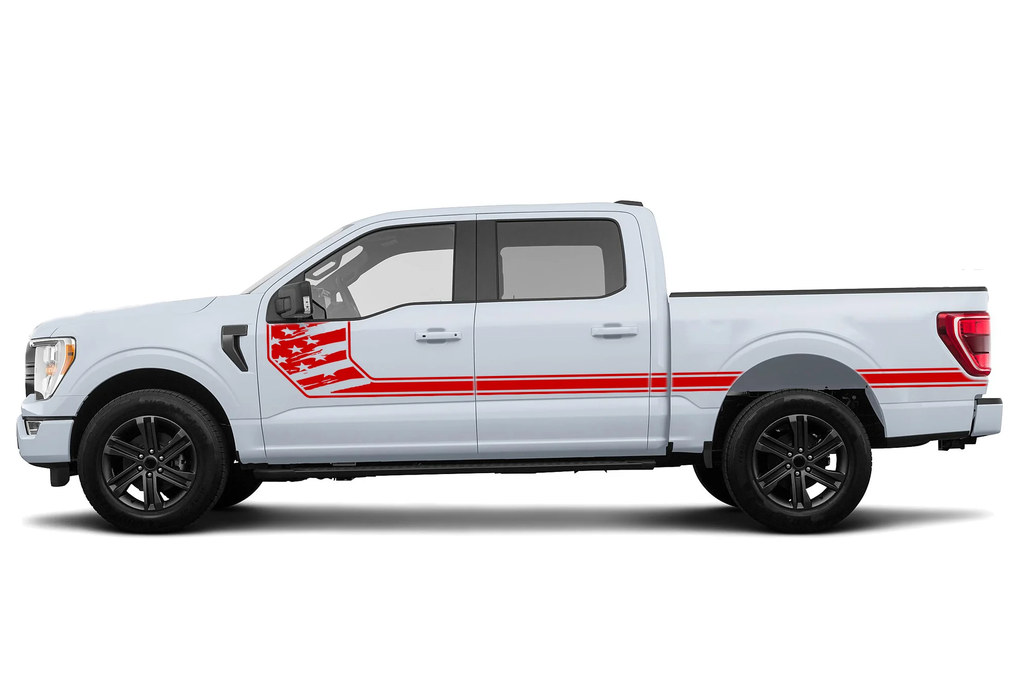 USA Flag Side Stripes Decals Compatible with Ford F150 Super Crew Cab 5.5'' - Image 2