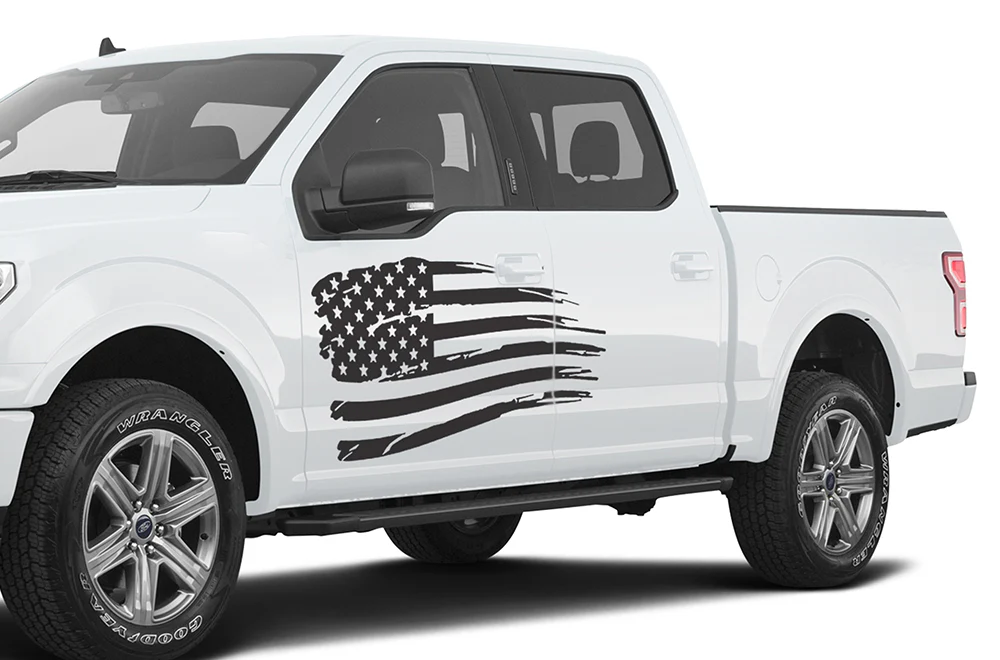 USA Flag Side Stripes Graphics Vinyl Decals Compatible with Ford F150 Super Crew Cab 5.5''