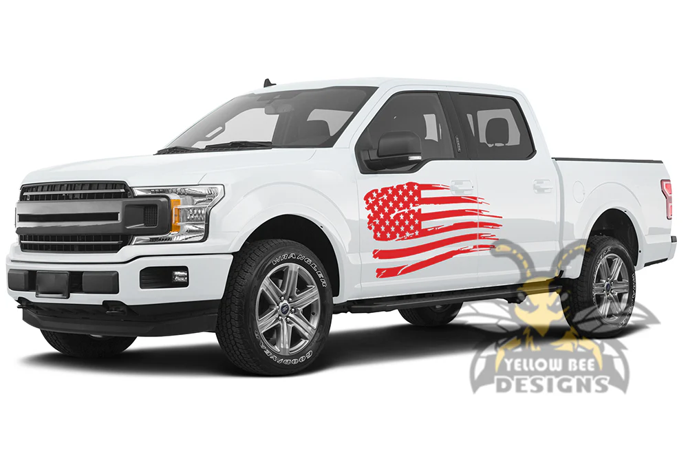 USA Flag Side Stripes Graphics Vinyl Decals Compatible with Ford F150 Super Crew Cab 5.5'' - Image 3