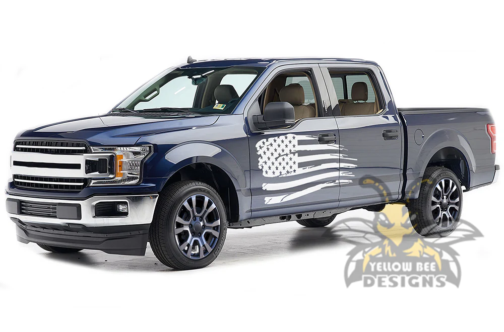 USA Flag Side Stripes Graphics Vinyl Decals Compatible with Ford F150 Super Crew Cab 5.5'' - Image 4