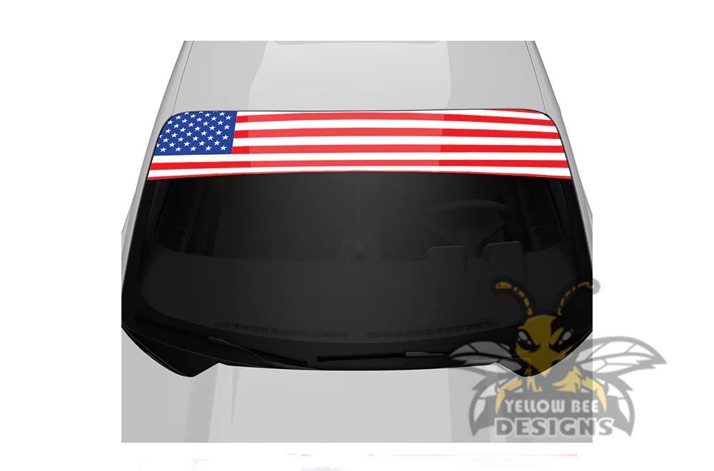 USA Flag Sun Strip Decal Vinyl Windshield Banner Universal Visor Sticker 60 x 10 inches - Image 3