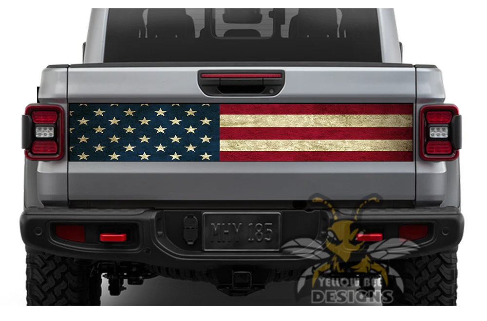 USA Flag Tailgate Door Decals Vinyl Compatible with Jeep JT Gladiator (8x53 inches) - Image 2