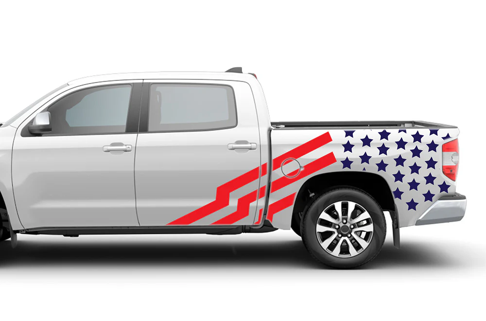USA Red/Blue Graphics Vinyl Decals Compatible with Toyota Tundra