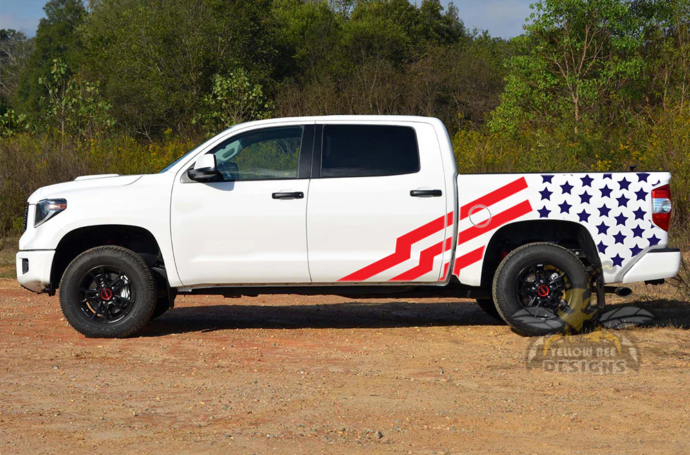 USA Red/Blue Graphics Vinyl Decals Compatible with Toyota Tundra - Image 2