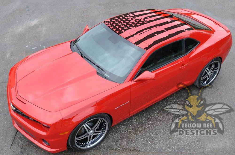 USA Roof Flag Decals Graphics Vinyl Compatible with Chevrolet Camaro - Image 2