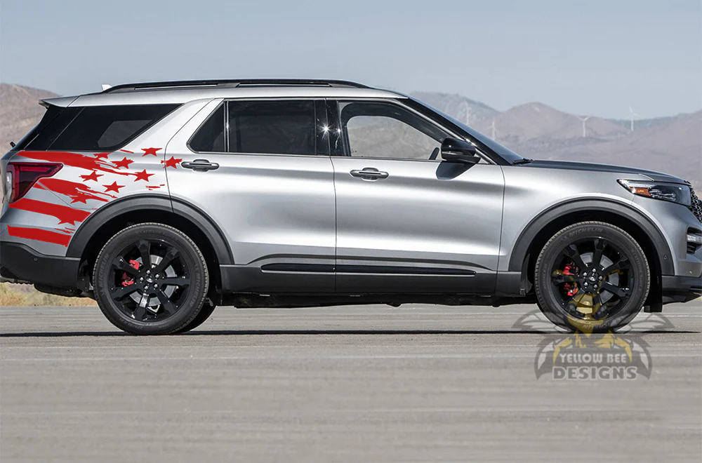 USA Side Back Graphics Vinyl Decals Compatible with Ford Explorer - Image 2