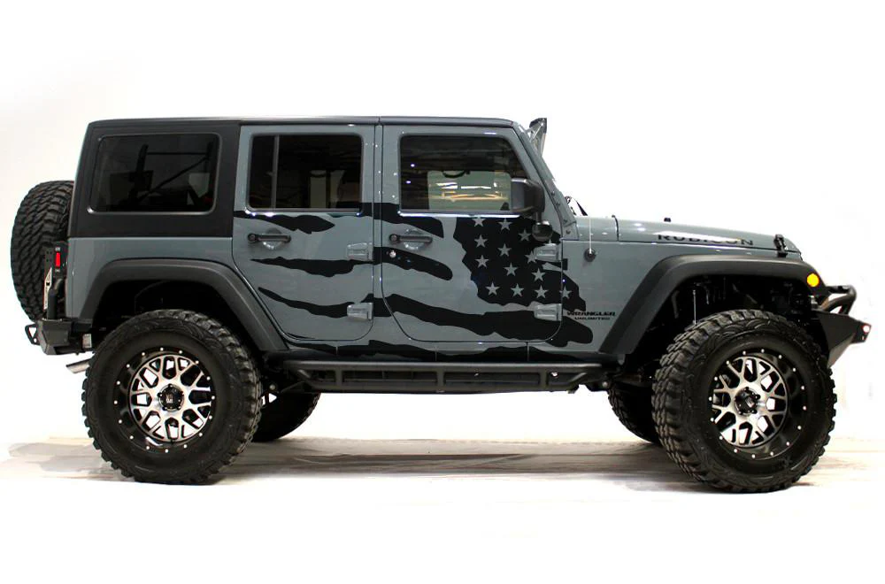 USA Side Flag Graphics Vinyl Decal Compatible with Jeep Wrangler