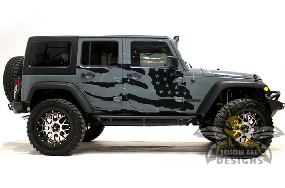 USA Side Flag Graphics Vinyl Decal Compatible with Jeep Wrangler - Image 2