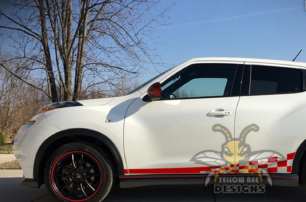 Wavy Flag Side Stripe Graphics Vinyl Decals Compatible with Nissan Juke - Image 4