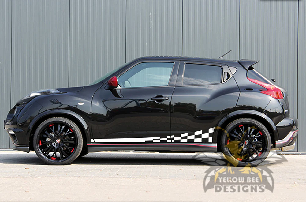 Wavy Flag Side Stripe Graphics Vinyl Decals Compatible with Nissan Juke - Image 5