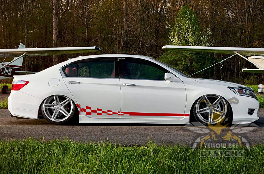 Wavy Flag Side Stripes Graphics Vinyl Decals Compatible with Honda Accord - Image 3