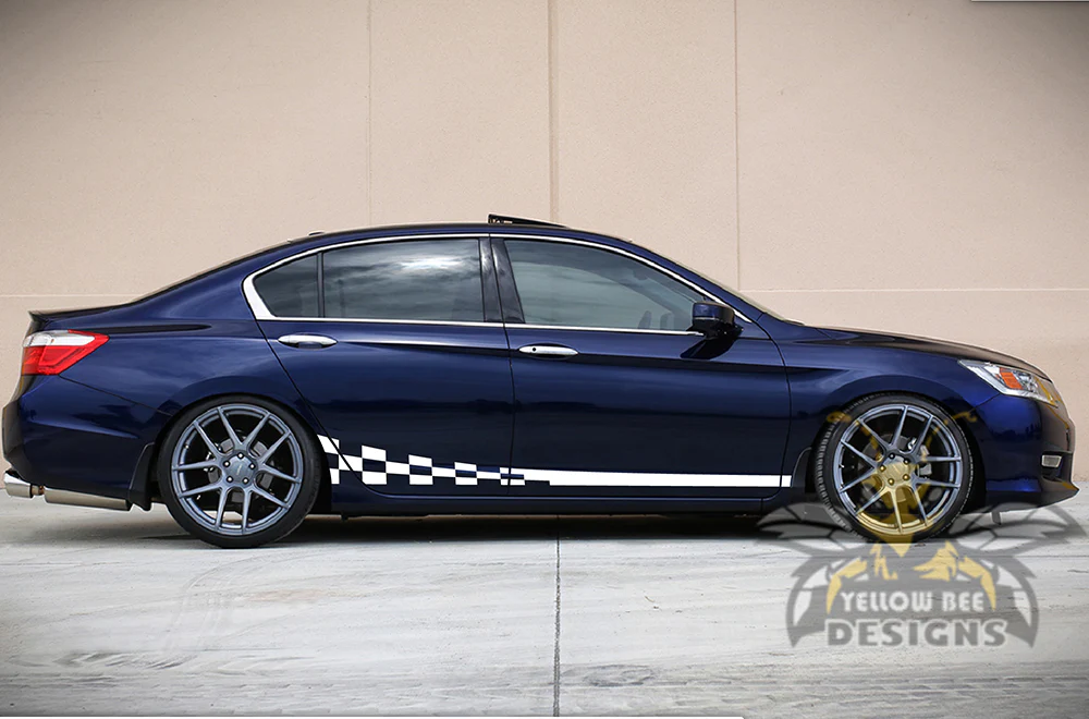 Wavy Flag Side Stripes Graphics Vinyl Decals Compatible with Honda Accord - Image 4