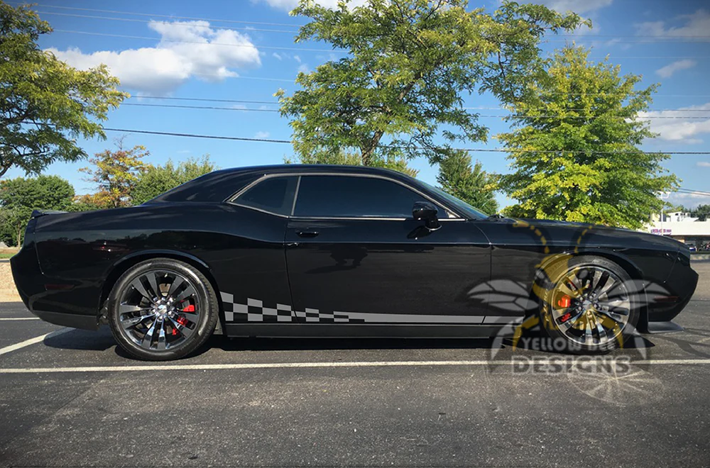 Wavy Flag Stripes Door Graphics Decal Compatible with Dodge Challenger - Image 3