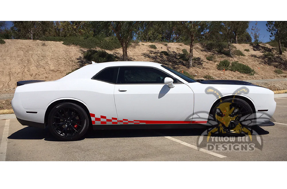 Wavy Flag Stripes Door Graphics Decal Compatible with Dodge Challenger - Image 4