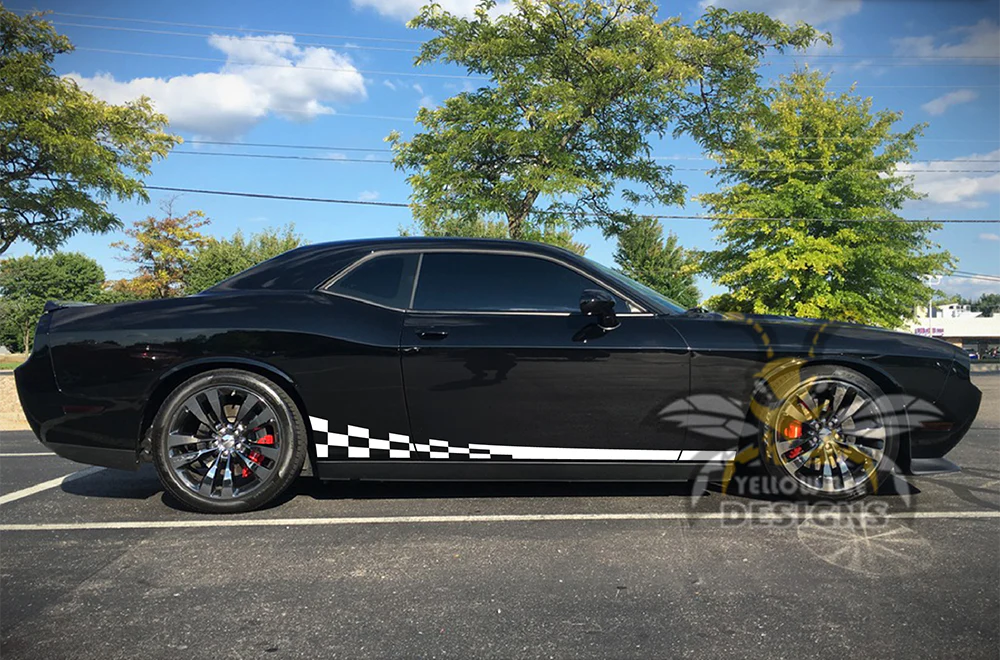 Wavy Flag Stripes Door Graphics Decal Compatible with Dodge Challenger - Image 5