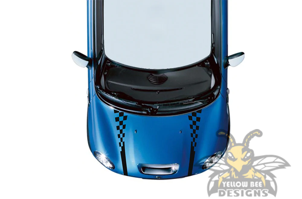 Wavy Hood Stripes Graphics Vinyl Decal Compatible with Mini Cooper - Image 2