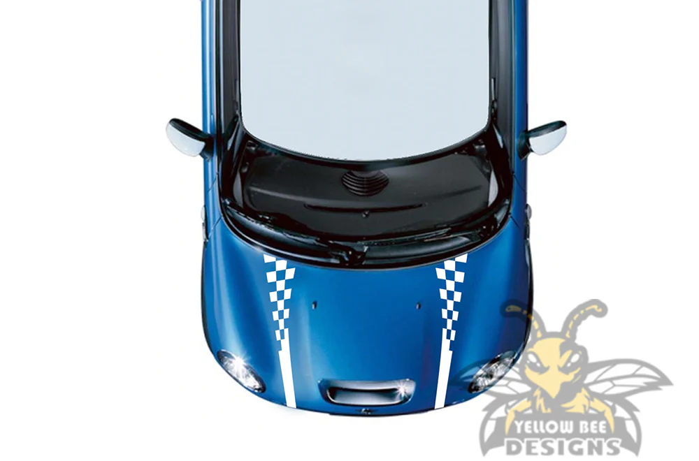 Wavy Hood Stripes Graphics Vinyl Decal Compatible with Mini Cooper - Image 3