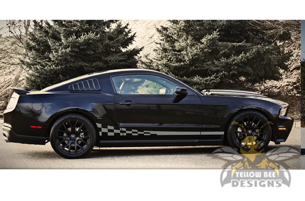 Wavy Side Stripes Graphics Vinyl Decals Compatible with Ford Mustang - Image 3