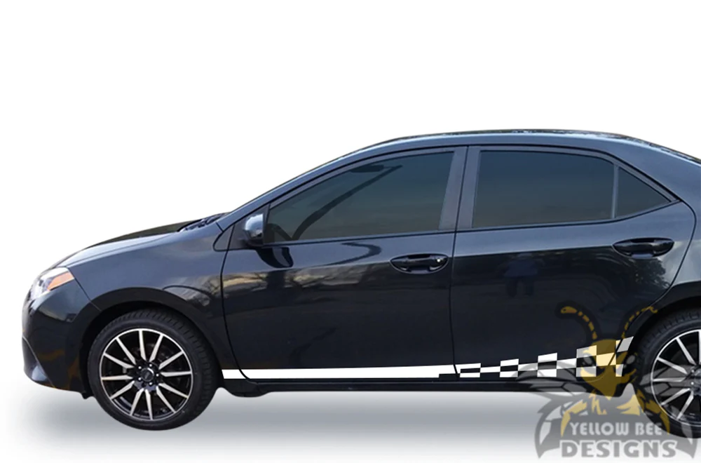 Wavy Side Stripes Graphics Vinyl Decals Compatible with Toyota Corolla - Image 3