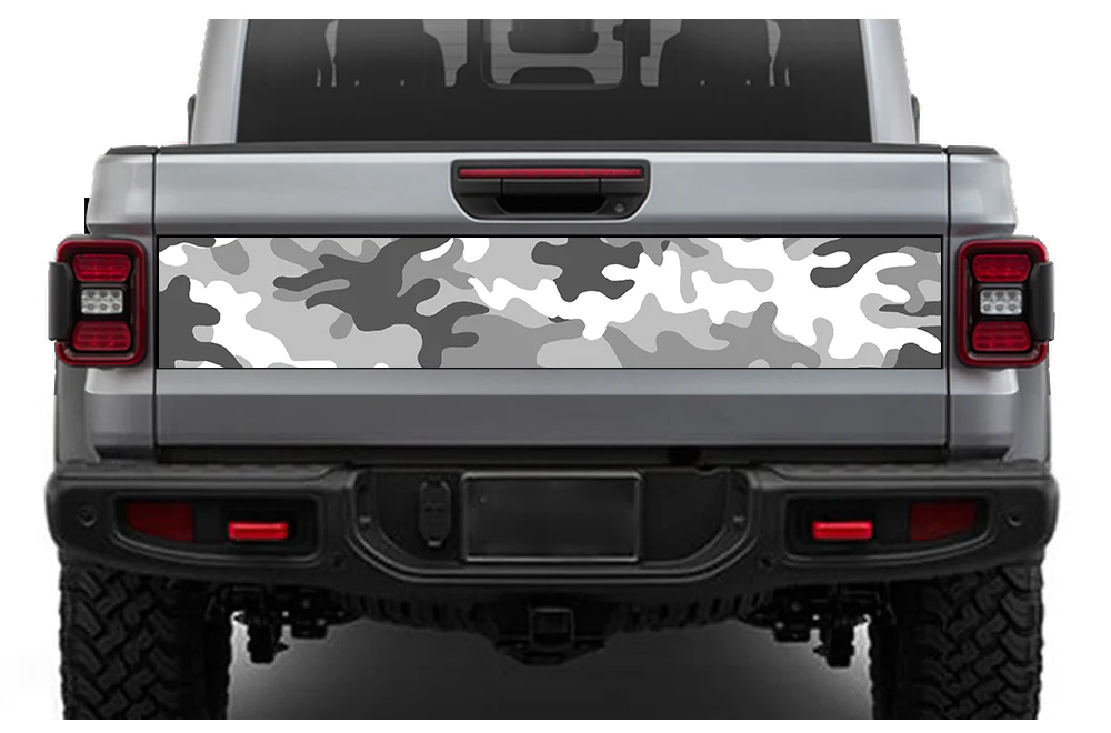 White Camouflage Tailgate Door Decals Vinyl Compatible with Jeep JT Gladiator (8x53 inches)