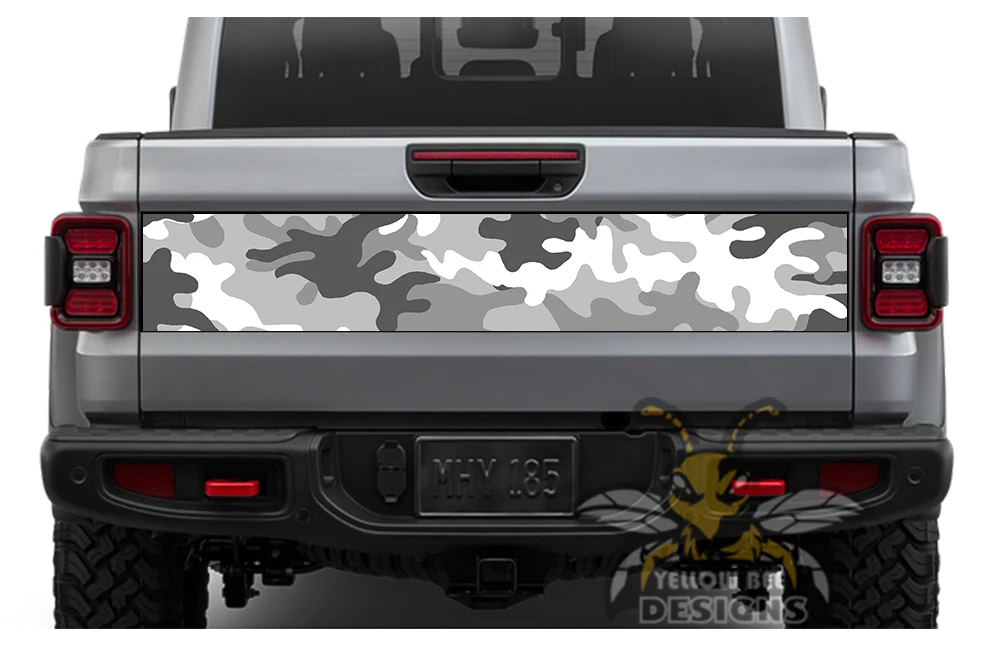 White Camouflage Tailgate Door Decals Vinyl Compatible with Jeep JT Gladiator (8x53 inches) - Image 2