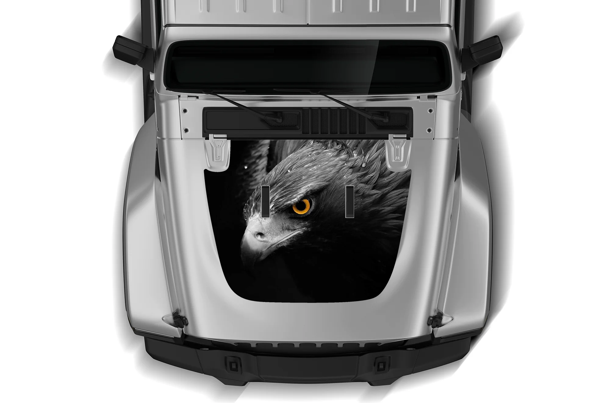 Wild Hawk Print Hood Graphics Vinyl Decals Compatible with Jeep JL Wrangler